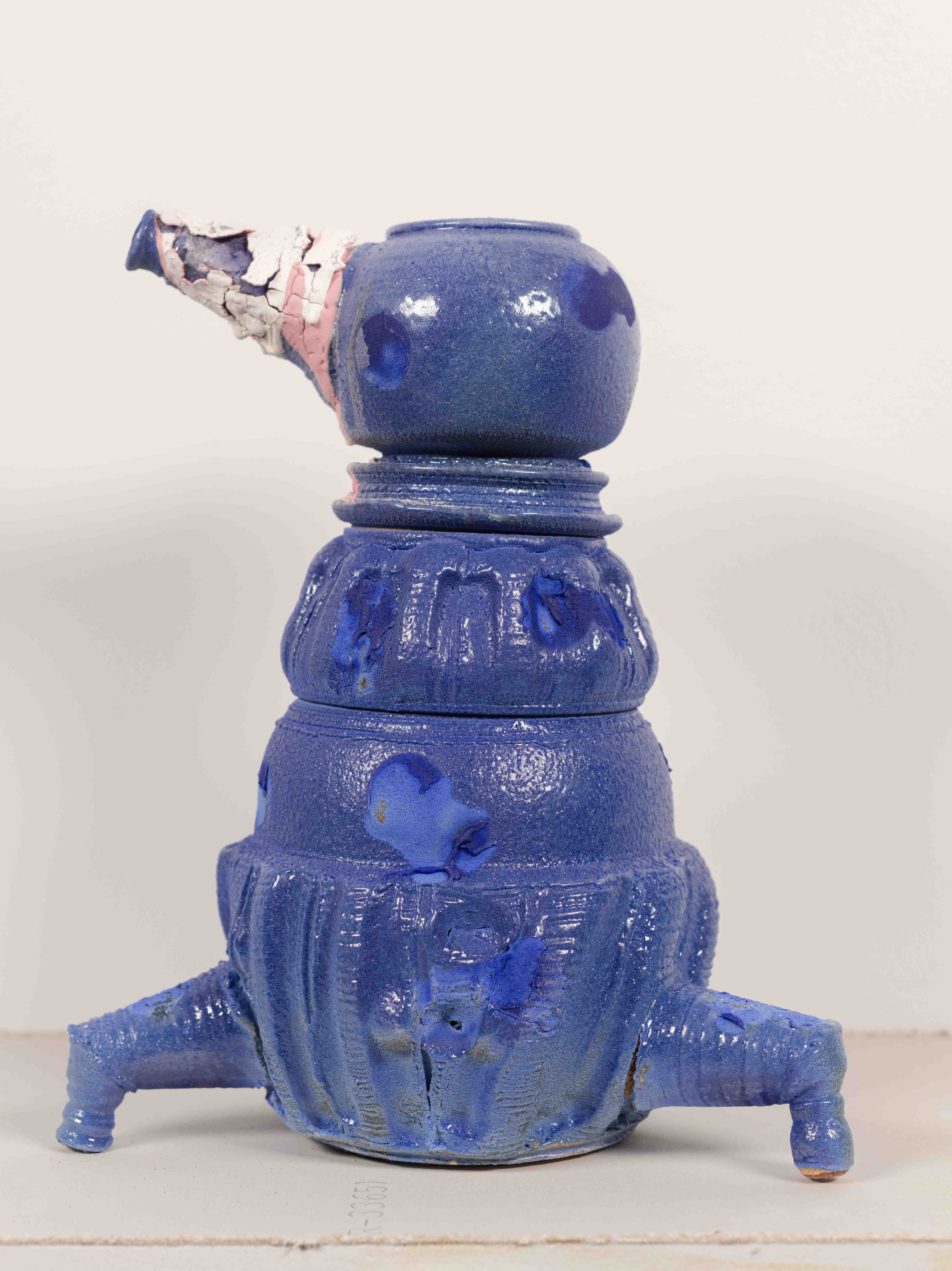 4 figures comprised of wheel thrown elements that stack together. Each has a distinct glaze
pallet with dry and wet glazes mixing.